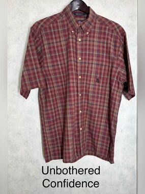 Men’s Short Sleeve Button up Shirt Vintage Nautica Size M/M Pastel Plaid EUC